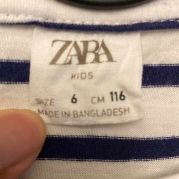 Zara Baby T-Shirt White and Black Striped | Size 6 116cm - Picture 2 of 4